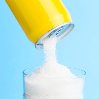 Front view can pouring sugar glass