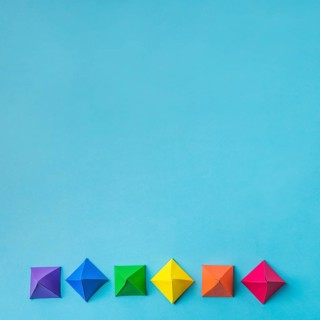 Row bright paper origami