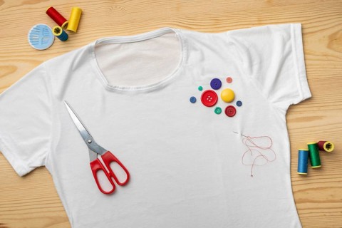 Top view shirt colorful buttons