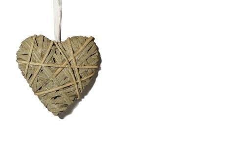 Braided heart isolated on a white background