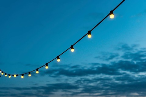 String lights sunset sky