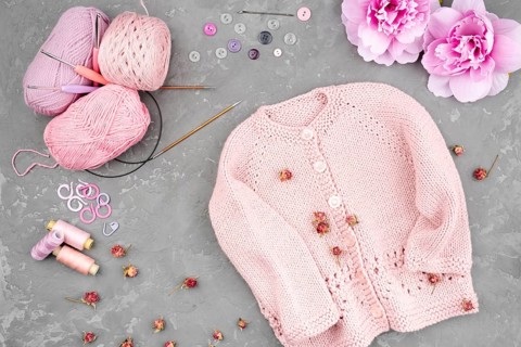 Crocheted jacket slate background