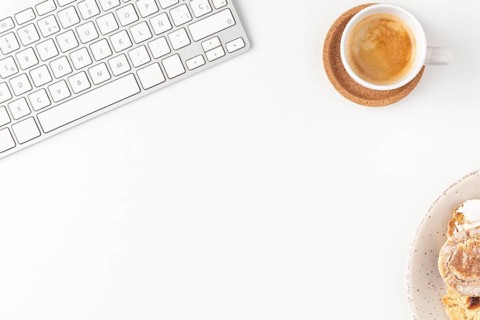 Top view desk arrangement with copy space
