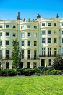 Noble row of houses in the classicist style at Brunswick Square in Brighton and Hove