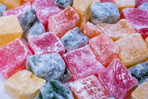 Colorful fresh traditional turkish delight soft lukum
