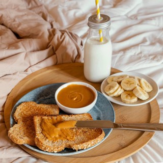 High angle tasty breakfast bed