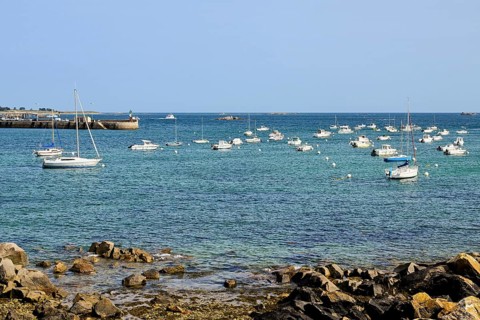Rocky coast at the old port of Roscoff
