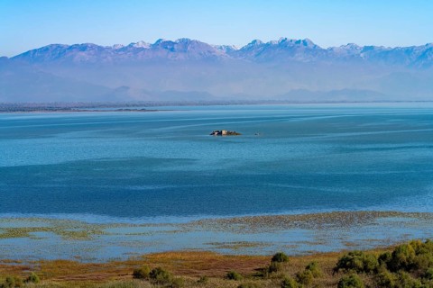 Island with monastery ruins in Lake Scutari