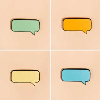 Set colored comic bubbles beige background
