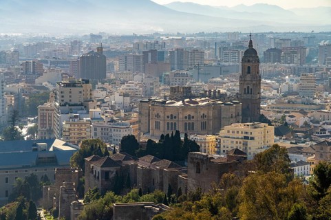 Malaga and the cathedral in the haze