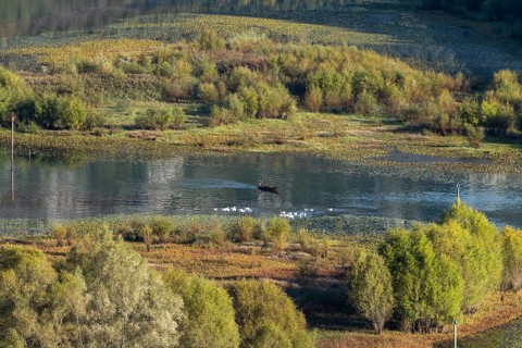 Boat on the river Crnojevic near Rijeka Crnojevica