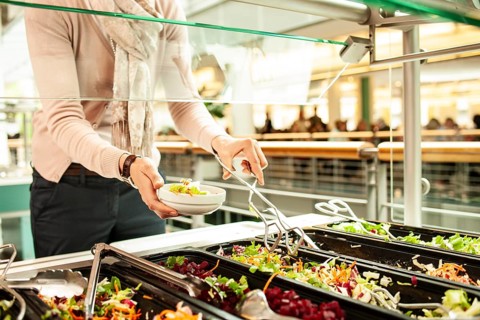 Fresh salads in a salad bar