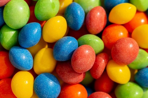 Top view colorful jelly beans