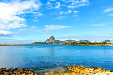 Sugarloaf Mountain and Guanabara Bay in the city of Rio de Janeiro