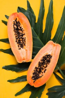 Top view fresh papaya ready be served