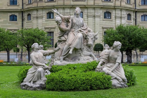 Robbery of Europe by Johann Peter Wagne in the courtyard garden behind the Wuerzburg Residence
