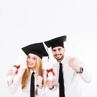 Cheerful young graduating couple