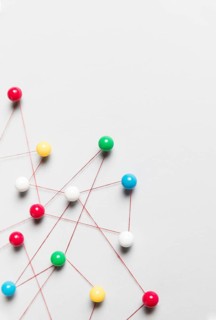 Flat lay white background pushpin map