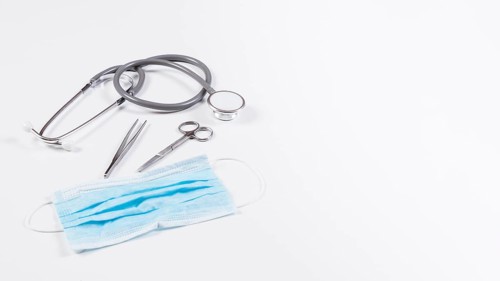Stethoscope surgical equipments white backdrop