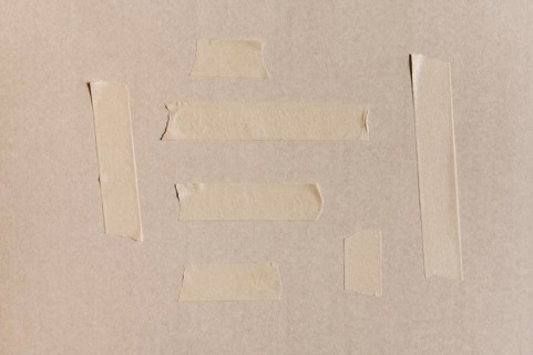 White tape concrete wall