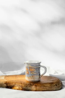 Abstract minimal kitchen handmade cup copy space