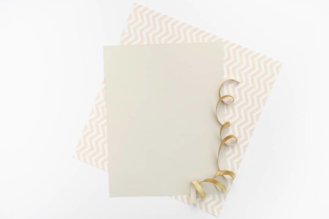 Flat lay mock up wedding card