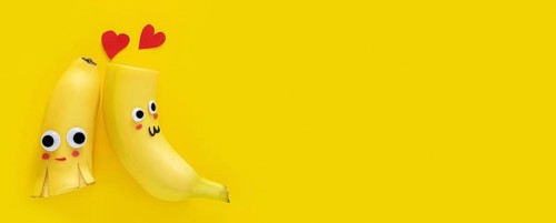 Top view cute bananas frame with