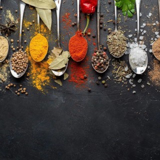 Indian condiments flat lay