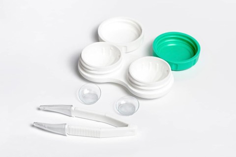 High angle pair contact lenses with case tweezers