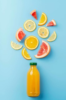 Top view healthy drink with fruits