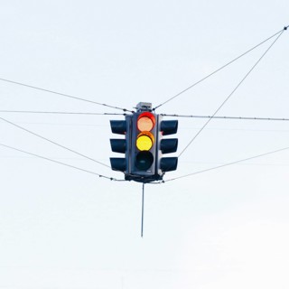 Colorful semaphore street intersection