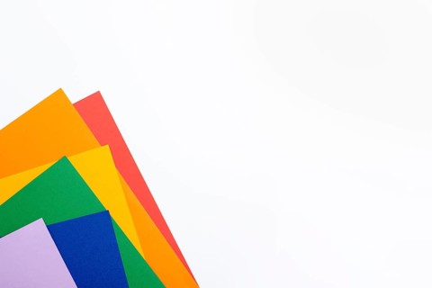 Rainbow paper colors with copy space