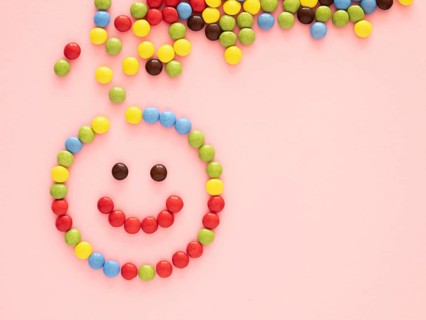Top view candy pink background
