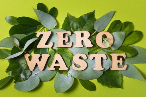 Flat lay arrangement zero waste lettering