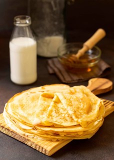 Delicious winter crepe dessert milk