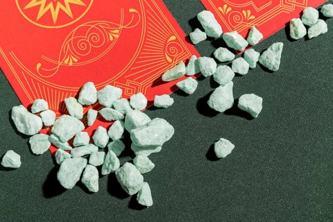 Close up minerals tarot cards