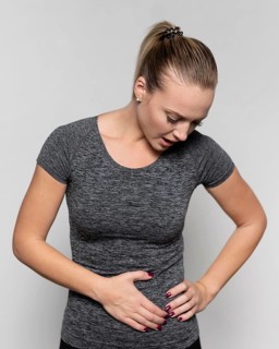 Front view woman with hip pain