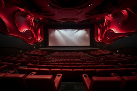 Modern cinema hall with big screen