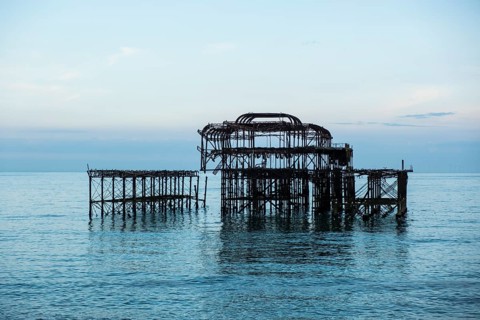 Ruin of the burnt West Pier in Brighton