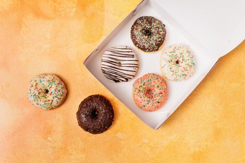 Flat lay composition donuts