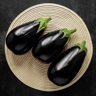 Top view arrangement eggplants