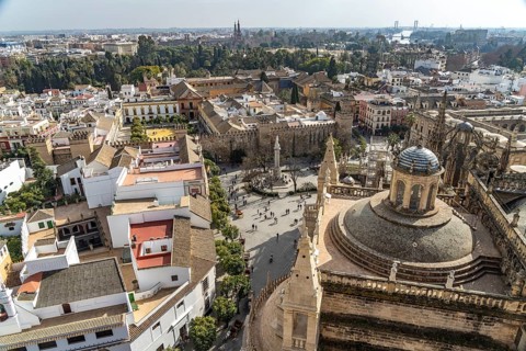 View from the Cathedral to Plaza del Triunfo