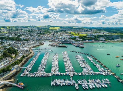 Brixam Harbour and Brixham Marina from a drone