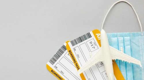 Top view plane tickets mask