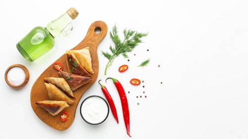 Tasty food assortment with copy space
