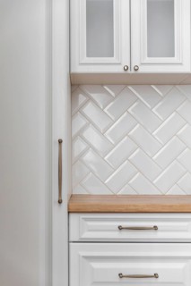 White kitchen furniture close up