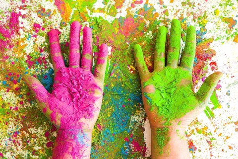Hands rose green colors bright dry colours