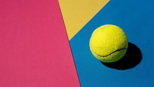 Top view tennis ball with copy space