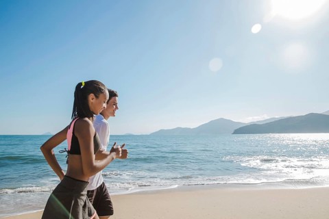 Couple doing sport summer