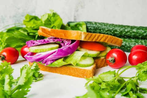 Close up fresh vegetables sandwich